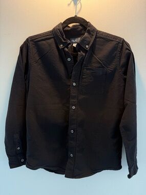 Boys Black Long-Sleeve Button-Down Shirt